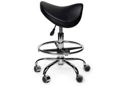 Zadelkruk Office Premium laag met voetring harde wielen zw