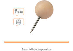 Punaises Nobo hout voor memobord 40 stuks