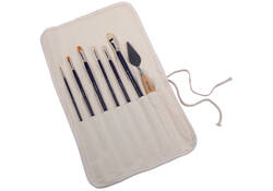 Olie en Acryl penselenset Talens Van Gogh etui met 6 penselen en schildersmes wit