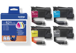 Inktcartridge Brother LC-521 zwart + 3 kleuren