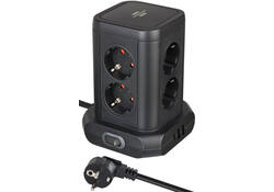 Stekkerdoos Brennenstuhl toren 8 voudig met 2x USB A 1x USB C PD zwart