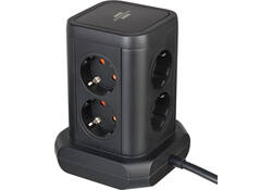 Stekkerdoos Brennenstuhl toren 8 voudig met 2x USB A 1x USB C PD zwart