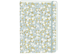 Notitieboek witte bloemen A5 lijn 92 pagina's softcover grijs
