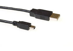 Kabel ACT USB USB mini-B 2.0 M 5pin zwart 1.8 meter