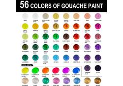 Gouache HIMI 56 kleuren 30gr inclusief neon en matellic opbergbox wit
