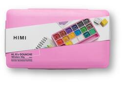 Gouache HIMI 18 kleuren 30gr opbergbox roze