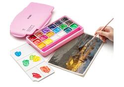 Gouache HIMI 18 kleuren 30gr opbergbox roze