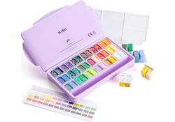 Gouache HIMI Twin cups 36 kleuren 12gr opbergbox lila