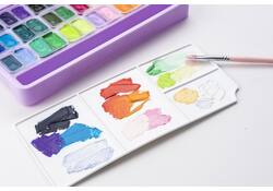 Gouache HIMI Twin cups 36 kleuren 12gr opbergbox lila