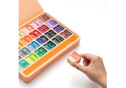 Gouache HIMI twin cups 48 kleuren 12gr opbergbox Peach Fuzz