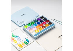 Gouache HIMI 24 kleuren 30gr opbergbox ice blue