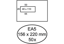 Envelop Hermes EA5 156x220mm venster 4x11links zelfkl 50stuk