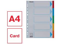 Tabbladen Esselte Standaard A4 5-delig karton 11-rings met voorblad assorti