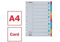 Tabbladen Esselte Standaard A4 10-delig karton 11-rings met voorblad assorti