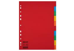 Tabbladen Esselte Economy A4 10-delig karton 11-rings assorti