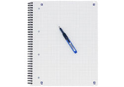 Collegeblok Oxford A4+ ruit 5x5mm 4-gaats 180 pagina's 80gr zwart