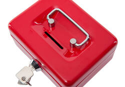 Geldkist MAUL met muntgleuf en slot 125x95x60mm rood