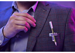 Penhouder Terry clip voor 3 pennen/potloden zilverkleurig