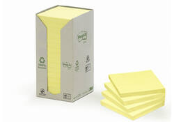 Memoblok Post-it 654 76x76mm recycled pastel geel