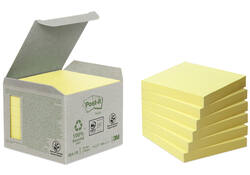 Memoblok Post-it 654-1B 76x76mm recycled geel