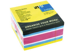 Memoblok info notes kubus 450 vel 75x75mm neon assorti