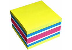 Memoblok info notes kubus 450 vel 75x75mm neon assorti