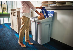 Afvalbak Rubbermaid Slim Jim Recyclestation starterset 87L grijs