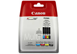 Inktcartridge Canon CLI-551 zwart + 3 kleuren