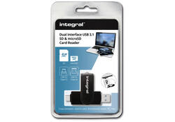 Kaartlezer Integral SD + Micro SD naar 3.1 USB-C USB-A