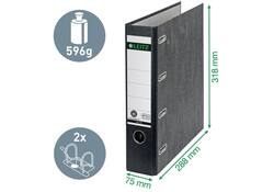 Ordner Leitz 1092 giro-bank met dubbele mechaniek 75mm karton A4 zwart
