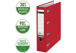 Giro-bank ordner Leitz A4 met dubbele mechaniek 80mm PP rood