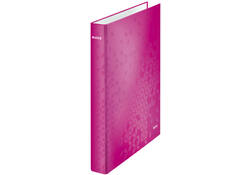 Ringband Leitz WOW A4 maxi 2-rings D-mechaniek 40mm roze