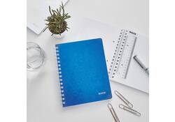 Notitieboek Leitz WOW A5 spiraal PP lijn blauw