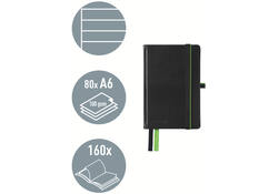 Notitieboek Leitz Complete A6 lijn 160 pagina's 100gr zwart