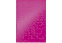 Notitieboek Leitz WOW A4 160blz 90gr lijn roze