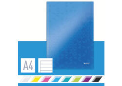 Notitieboek Leitz WOW A4 160blz 90gr lijn blauw