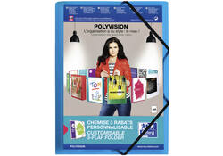 Elastomap Oxford Polyvision A4 met insteektas 3 kleppen PP blauw