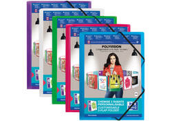 Elastomap Oxford Polyvision A4 met insteektas 3 kleppen PP blauw