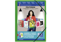 Elastomap Oxford Polyvision A4 met insteektas 3 kleppen PP groen