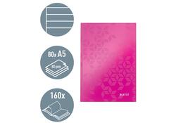 Notitieboek Leitz WOW A5 160blz 90gr lijn roze