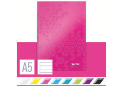 Notitieboek Leitz WOW A5 160blz 90gr lijn roze