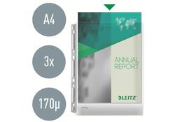 Harmonica showtas Leitz Premium 0.17mm metalen perforatiestrip copy safe A4 glashelder 3 stuks