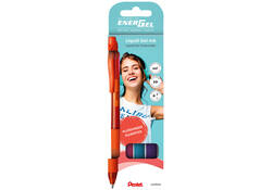 Gelschrijver Pentel BL107 Energel-X medium oranje-roze-lblauw-violet blister à 4 stuks