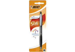 Balpen Bic Atlantis soft metalen clip clic medium zwart bister à 1 stuk