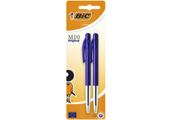 Balpen Bic M10 medium blauw blister à 2 stuks