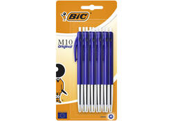 Balpen Bic M10 medium blauw blister à 10 stuks