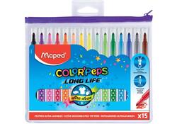 Viltstift Maped Color'Peps Long Life set á 15 kleuren