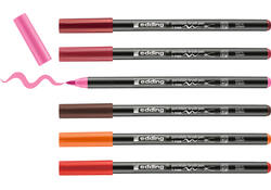Brushpen edding 4200 porselein warme kleuren assorti etui à 6 stuks