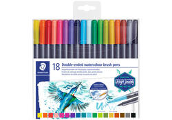 Brushpen Staedtler 3001 Marsgraphic duo 0.5-6mm blister à 18st ass