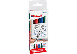 Viltstift edding 250 whiteboard rond 1.5-3mm assorti etui à 4 stuks